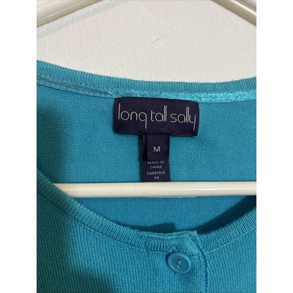 Long Tall Sally M Blue Sweater Cardigan Lightweight Cute Spring Piece Grandpa - Picture 2 of 7